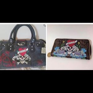 Ed Hardy bag and wallet